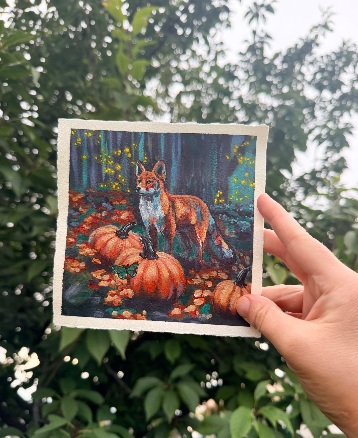 "When the Forest Glows" Original on Paper - 6x6"