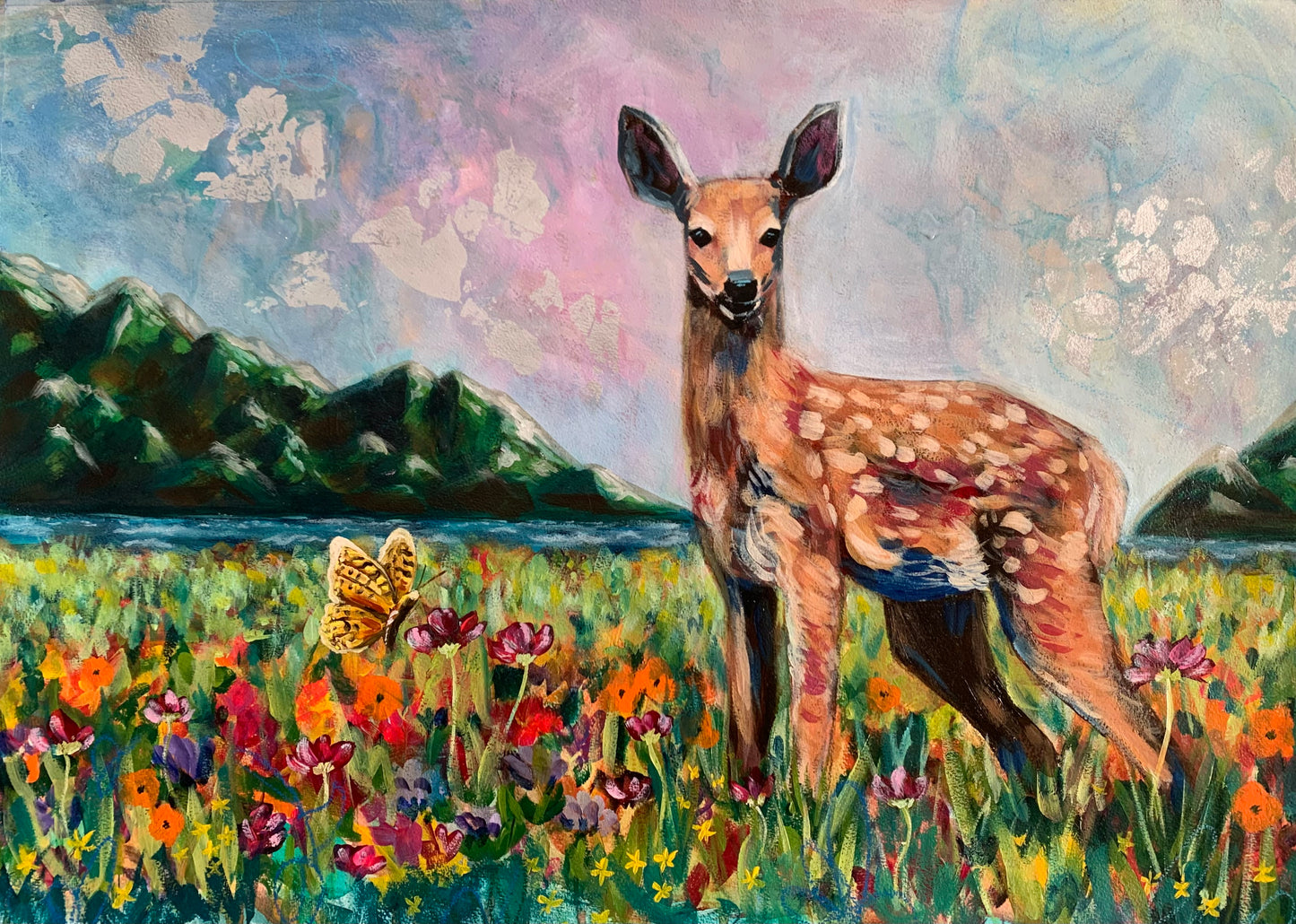 "Meadow Fawn" Original On Paper