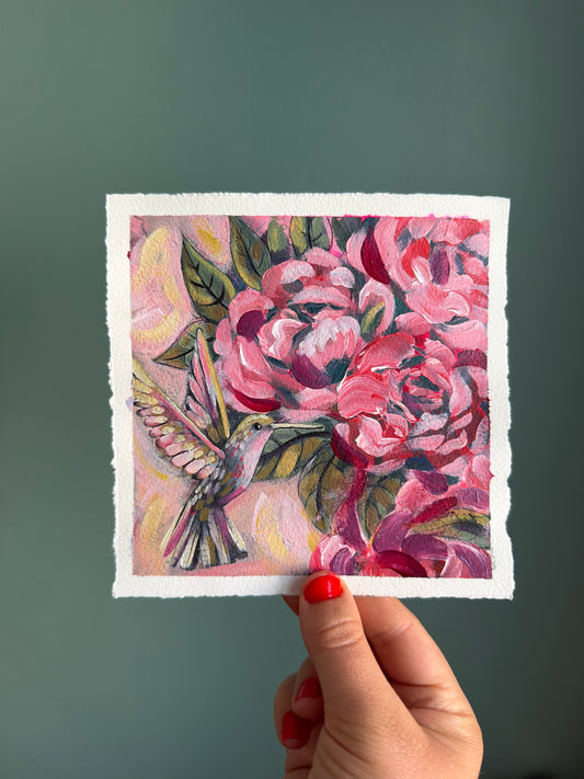 "Follow the Flowers" Original on Paper - 6x6"