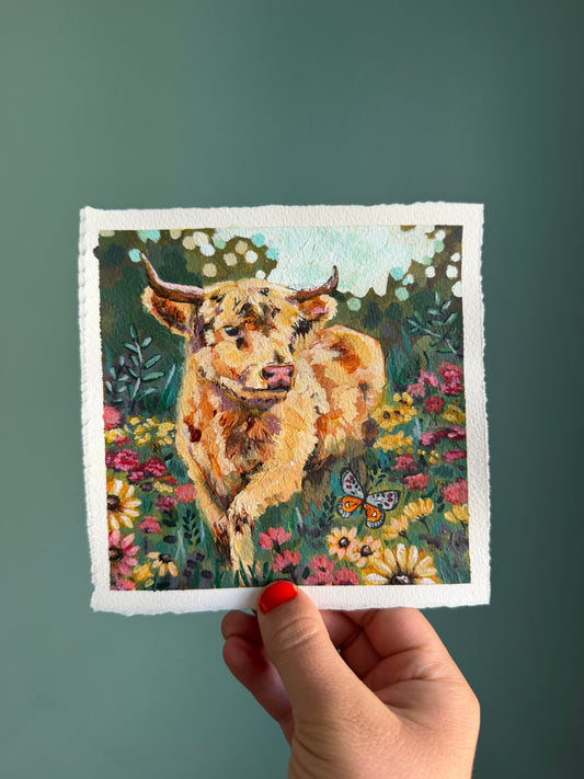 "Meadow Darling" Original on Paper - 6x6"