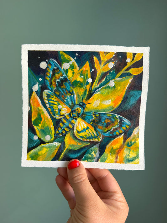 "Born of the Night" Original on Paper - 6x6"