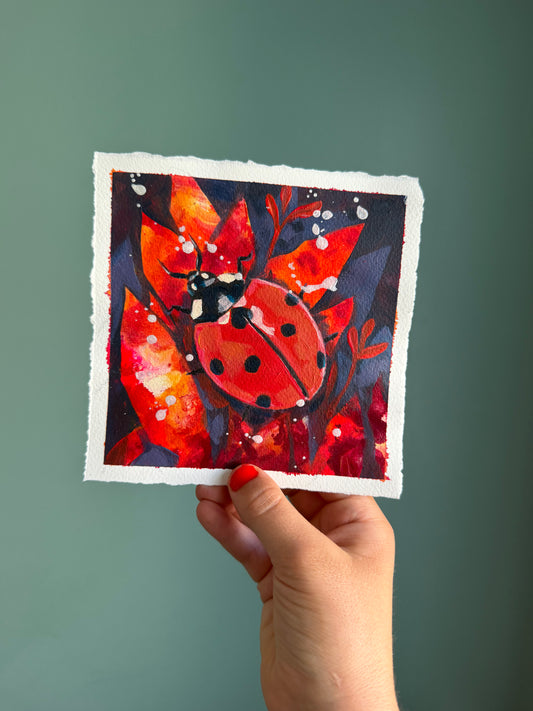 "A Lucky Encounter" Original on Paper - 6x6"