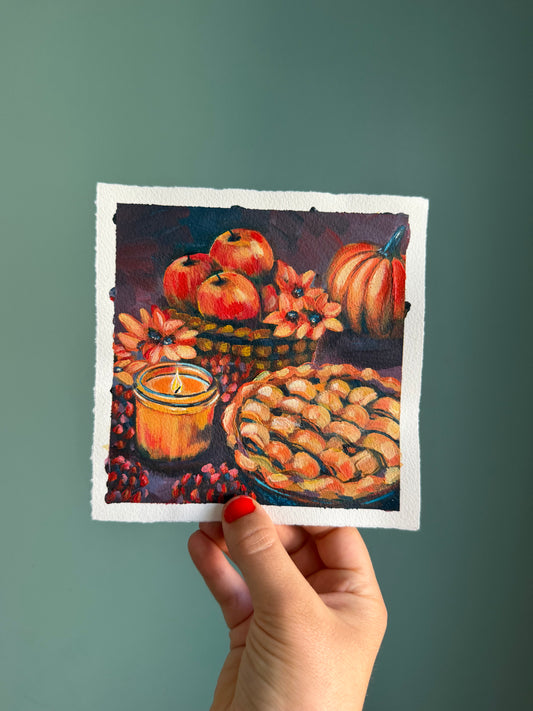"Autumn’s Offering" Original on Paper - 6x6"