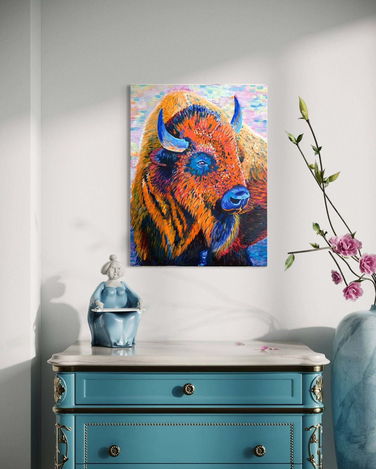 "The Painted Bison" Oil on Canvas