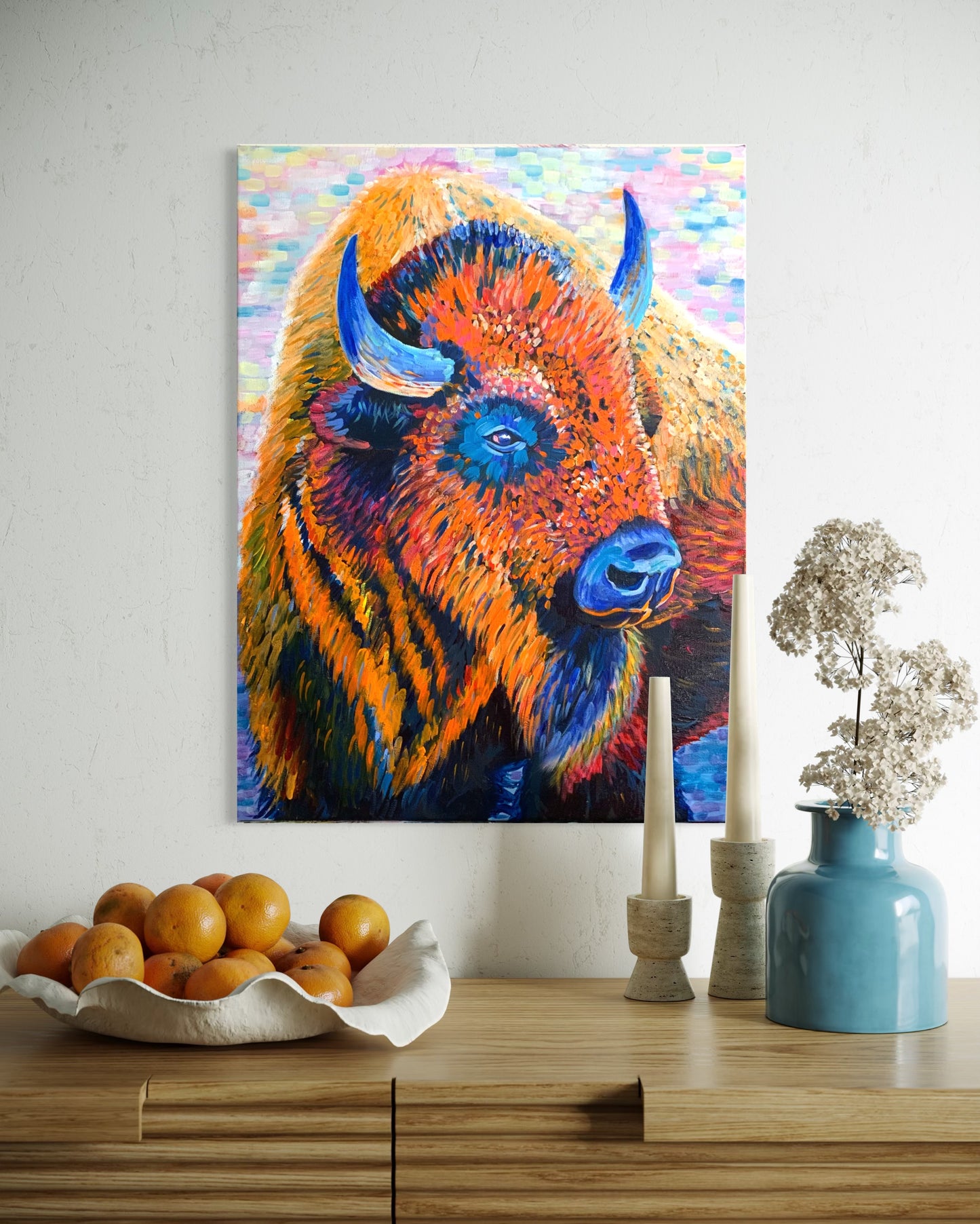 "The Painted Bison" Oil on Canvas